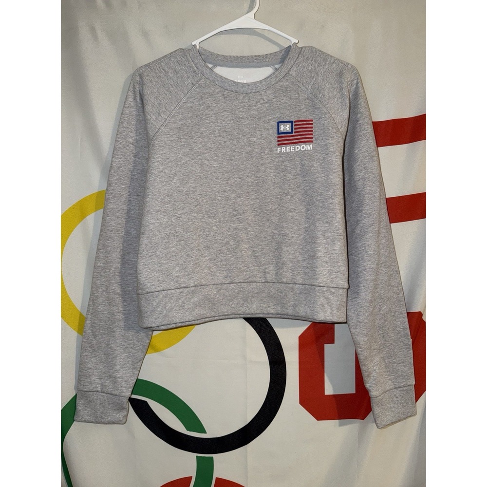 NWT Under Armour Freedom Sweatshirt Womens Medium Crewneck Cropped